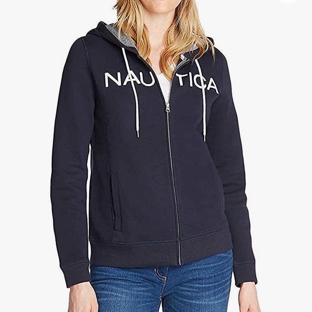Nautica Women’s Signature Full-Zip Logo Hoodie